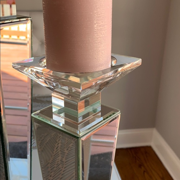 Set of 2 Mirrored candle holders